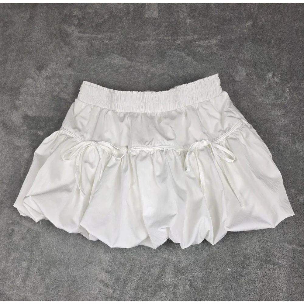 Verdusa White Cotton Bubble Skort / Skirt Size Medium (075)